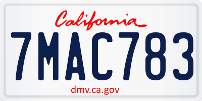 CA license plate 7MAC783