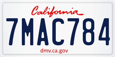 CA license plate 7MAC784