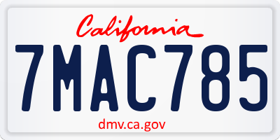 CA license plate 7MAC785