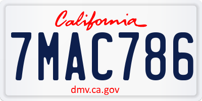 CA license plate 7MAC786