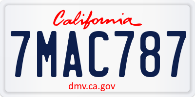 CA license plate 7MAC787