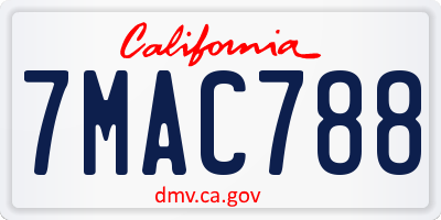 CA license plate 7MAC788