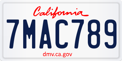CA license plate 7MAC789