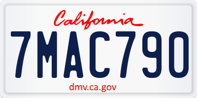 CA license plate 7MAC790