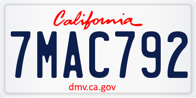 CA license plate 7MAC792