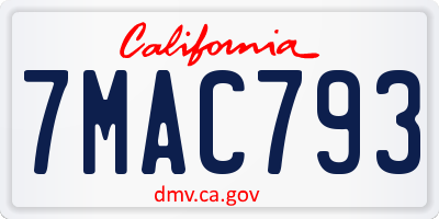 CA license plate 7MAC793