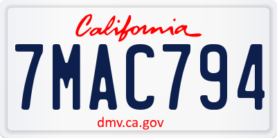 CA license plate 7MAC794
