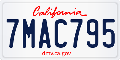 CA license plate 7MAC795
