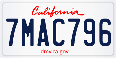 CA license plate 7MAC796