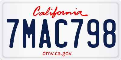 CA license plate 7MAC798