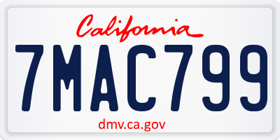 CA license plate 7MAC799