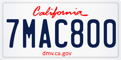 CA license plate 7MAC800