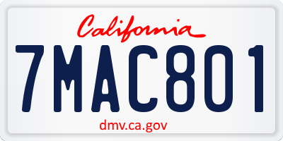 CA license plate 7MAC801