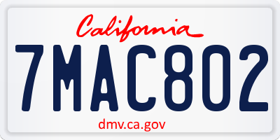 CA license plate 7MAC802