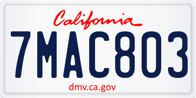 CA license plate 7MAC803