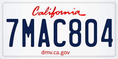 CA license plate 7MAC804