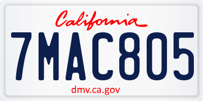 CA license plate 7MAC805
