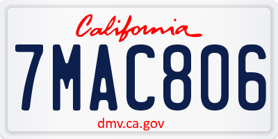 CA license plate 7MAC806