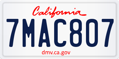 CA license plate 7MAC807