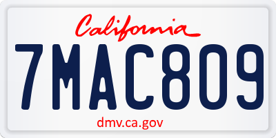 CA license plate 7MAC809