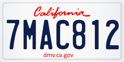 CA license plate 7MAC812