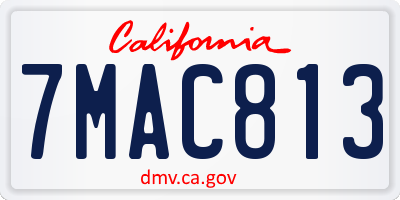 CA license plate 7MAC813