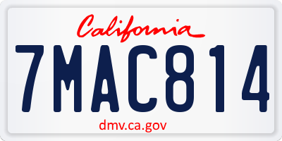 CA license plate 7MAC814