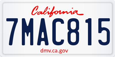 CA license plate 7MAC815