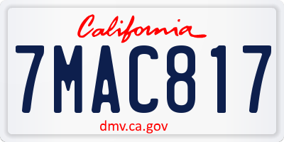 CA license plate 7MAC817