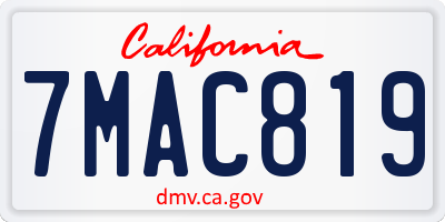 CA license plate 7MAC819