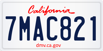CA license plate 7MAC821