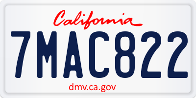 CA license plate 7MAC822