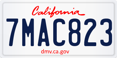 CA license plate 7MAC823