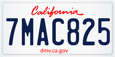 CA license plate 7MAC825