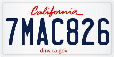 CA license plate 7MAC826