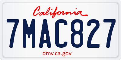 CA license plate 7MAC827