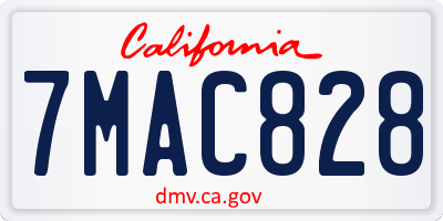 CA license plate 7MAC828
