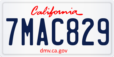 CA license plate 7MAC829