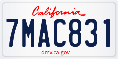 CA license plate 7MAC831