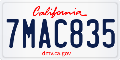 CA license plate 7MAC835