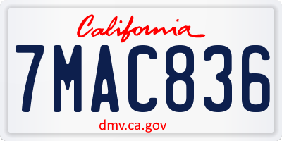 CA license plate 7MAC836