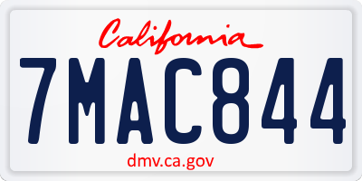CA license plate 7MAC844