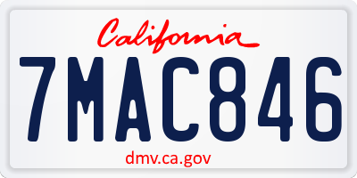 CA license plate 7MAC846