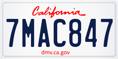 CA license plate 7MAC847