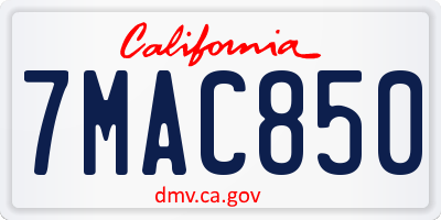 CA license plate 7MAC850