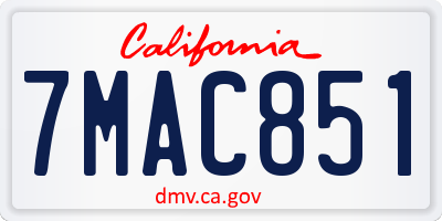 CA license plate 7MAC851