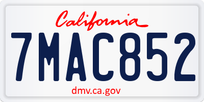 CA license plate 7MAC852