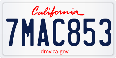 CA license plate 7MAC853