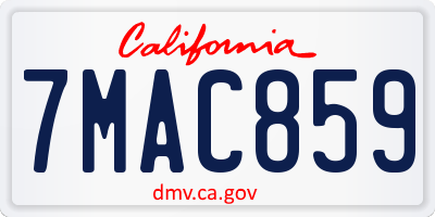 CA license plate 7MAC859