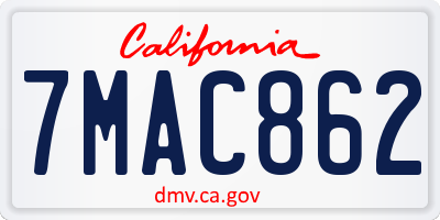 CA license plate 7MAC862